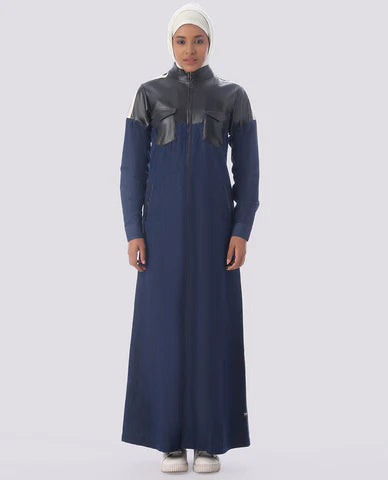 Navy Polo Neck Taslon Jilbab